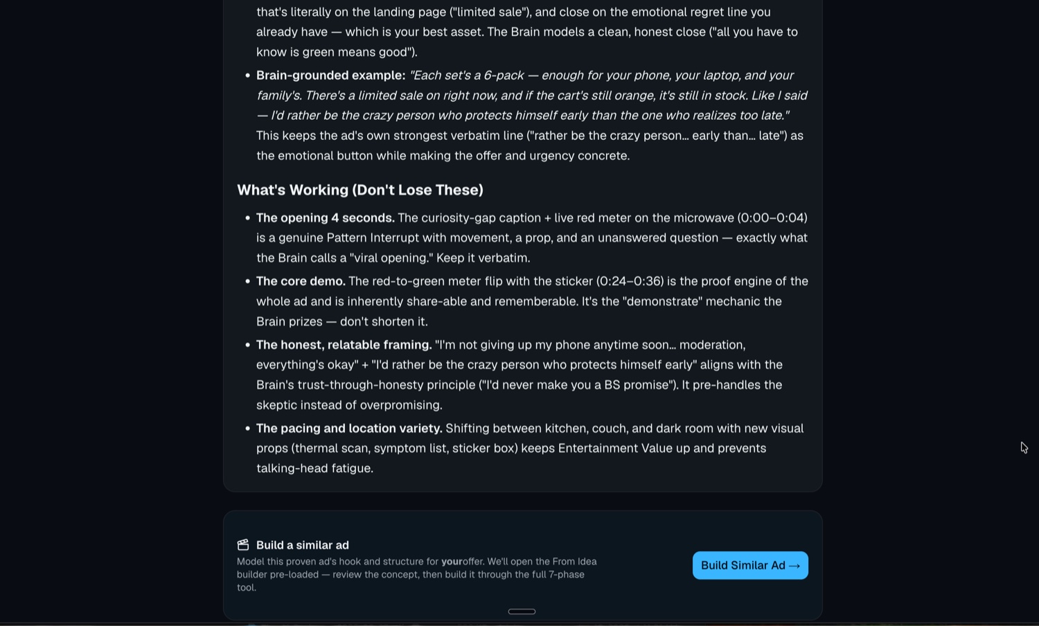 Everlasting Ad Builder — a 'what's working' analysis with a Build a similar ad action